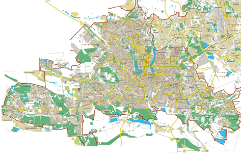 Донецк. Карта города. Масштаб 1:50000